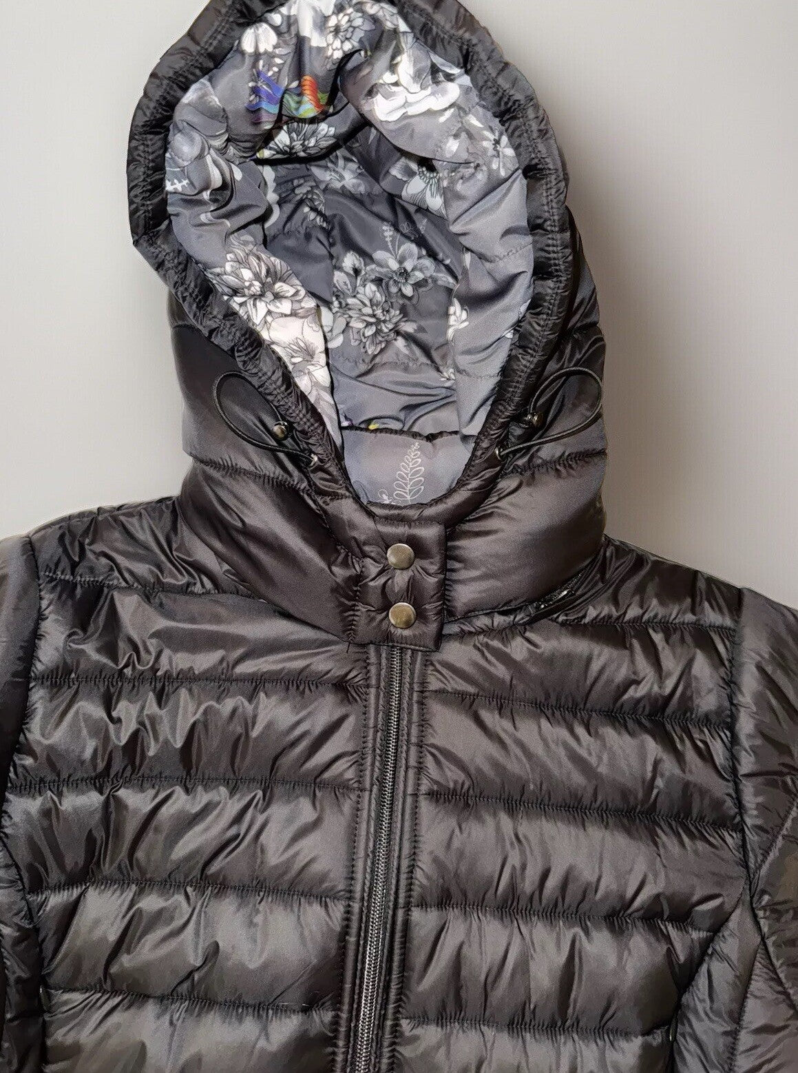 Johnny Was XL Black Puffer Coat Jacket Embroidery On Sleeves $598 Retail Johnny Was