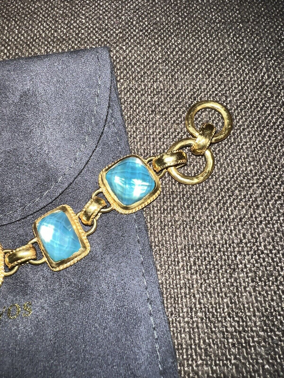 NEW Julie Vos Beautiful Iridescent Blue Link Bracelet W/ Adjustable Toggle NWOT