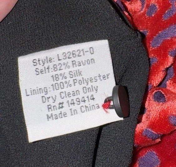 Johnny Was 3X 3XL Red Velvet Burnout Shift Mini Dress Scoop Neck BOHO Party Johnny Was