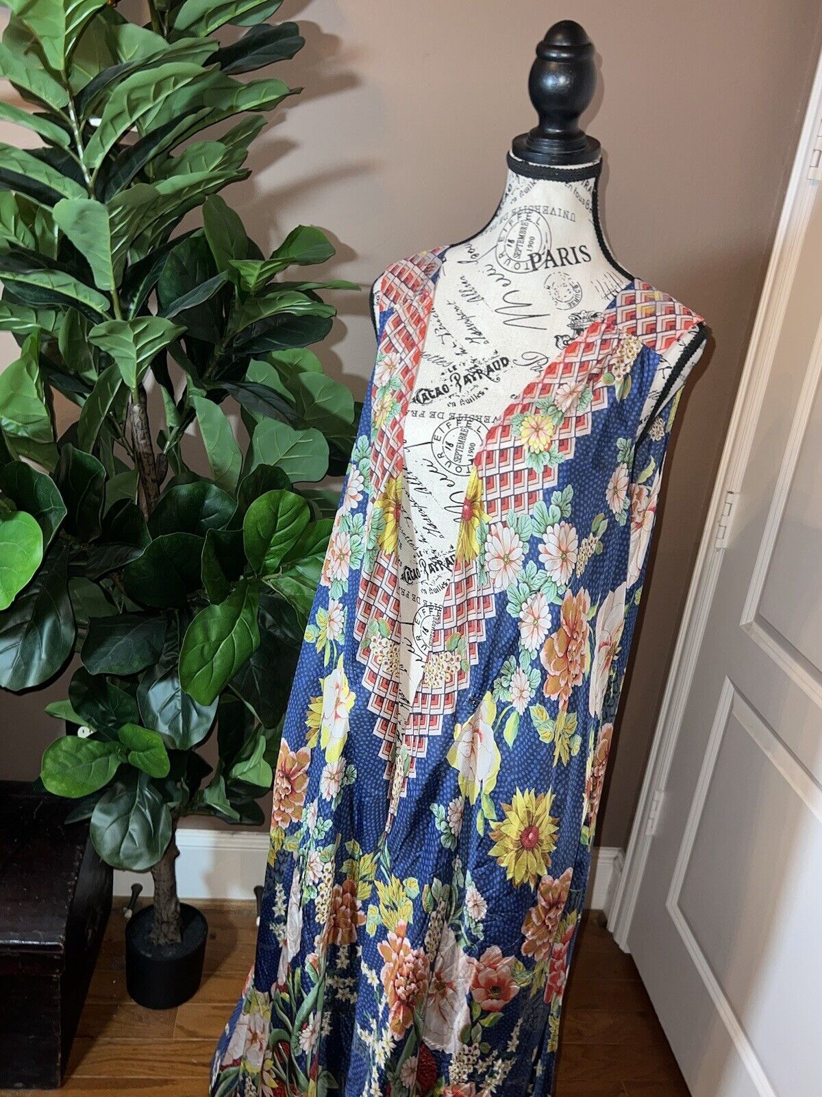 NEW Johnny Was 100% Silk Sz L Large Sleeveless Maxi Wrap Dress Long Flowy NWOT