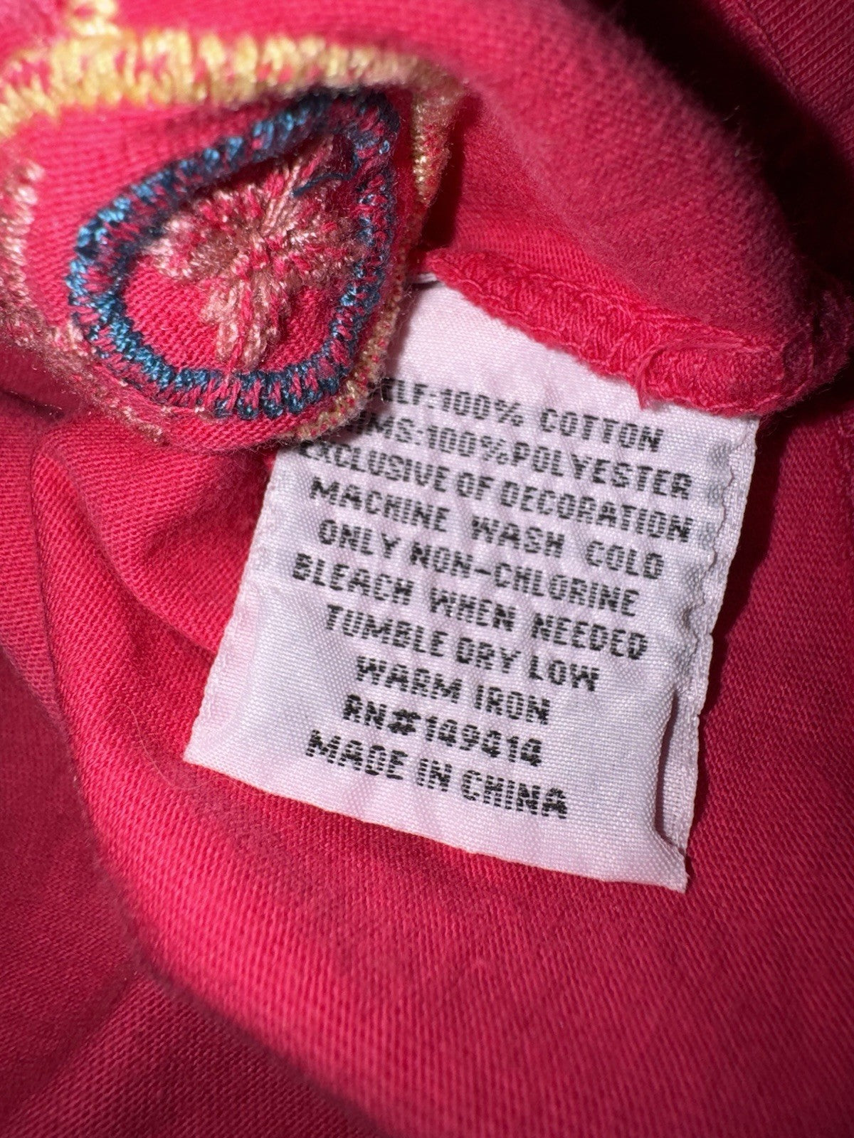 Johnny Was S Small Pink Cap Sleeve Tee T-Shirt Embroidered Bohemian *FLAWS* READ Johnny Was