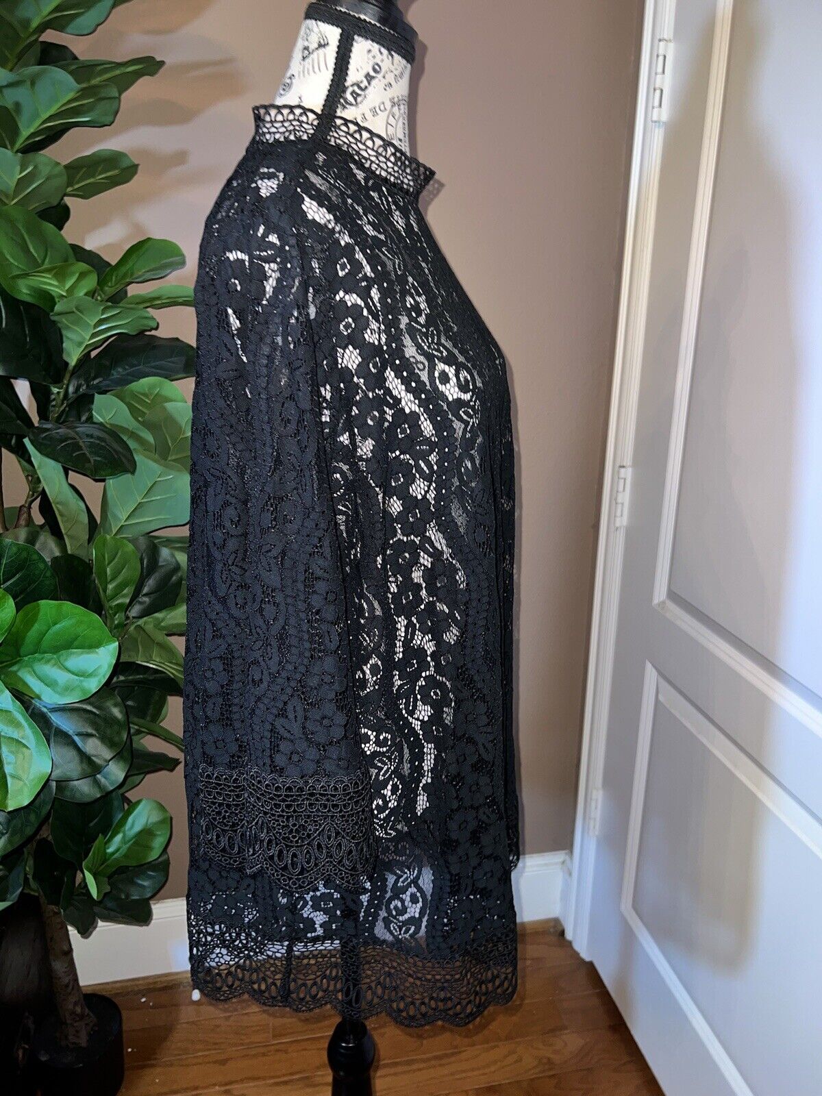 Johnny Was Sz XL Black See Through Lace Tunic Elegant & Classic