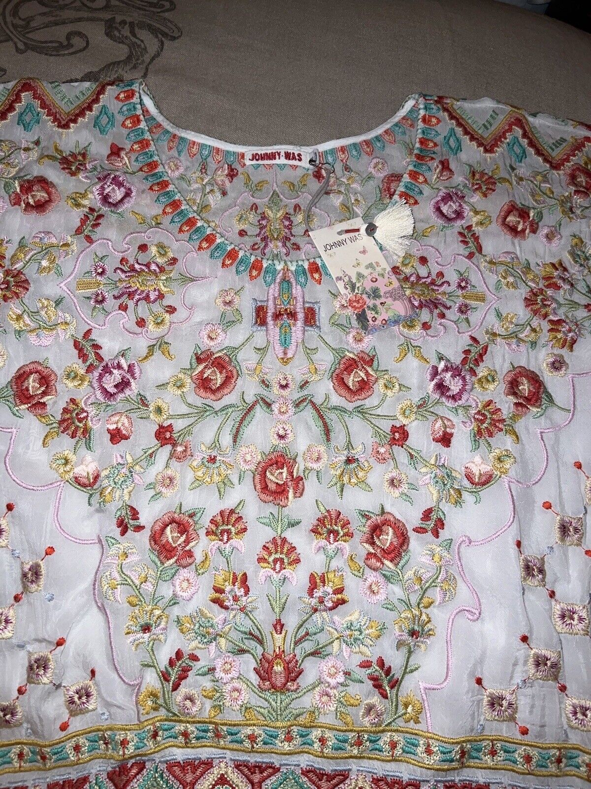 Johnny Was Heavily Embroidered Tunic Sz XXL (2X 2XL) SPRING EASTER