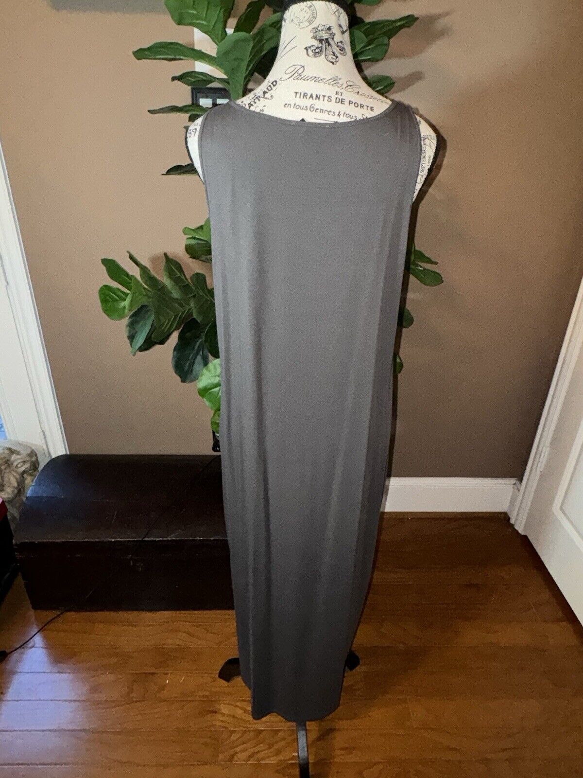 Eileen Fisher Viscose Mushroom Brown Maxi Dress Sz L Large