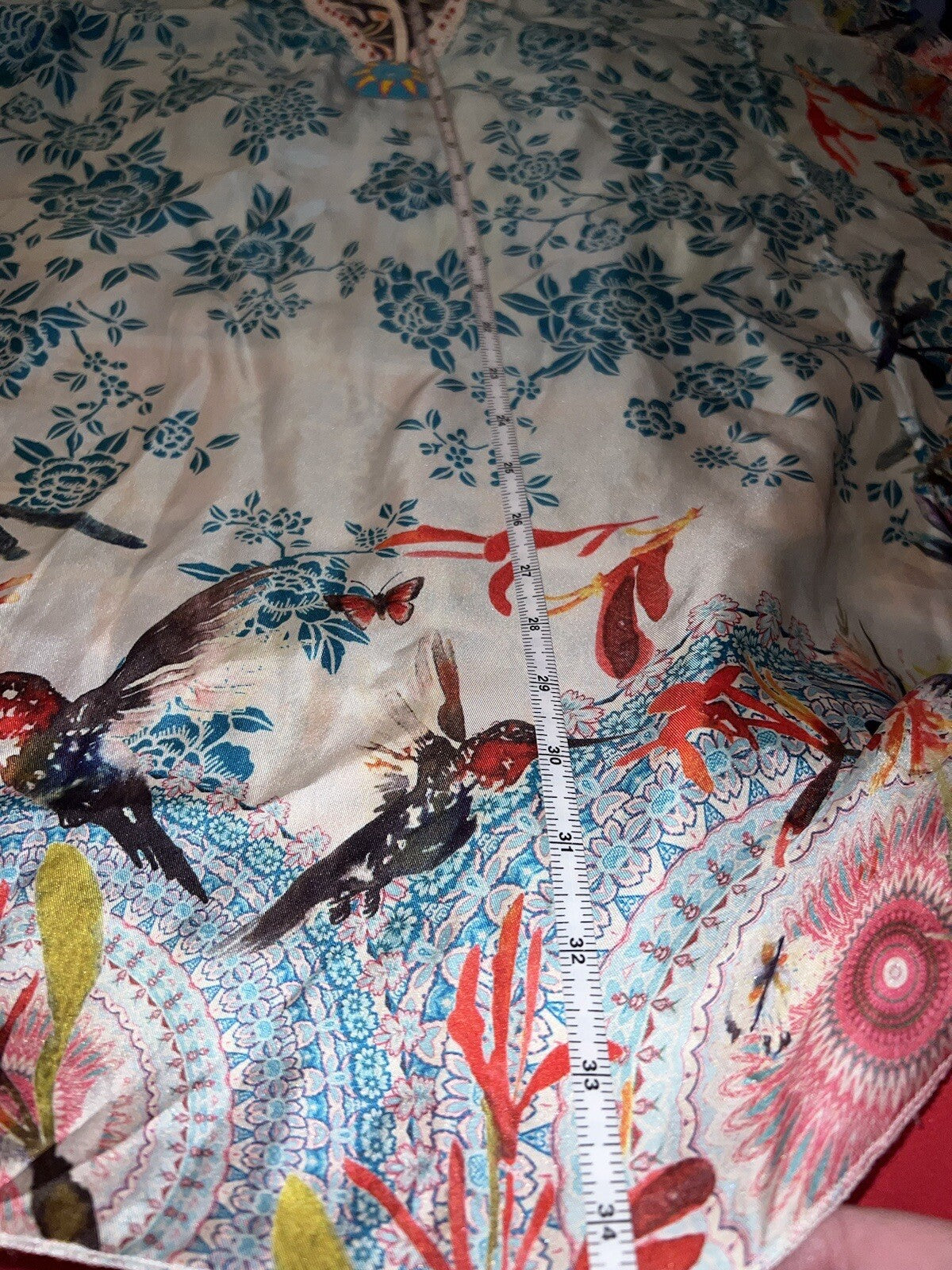 Johnny Was O/S 100% Silk Kimono Wrap Top Cover Up Beading 33”PTP Lightweight Johnny Was