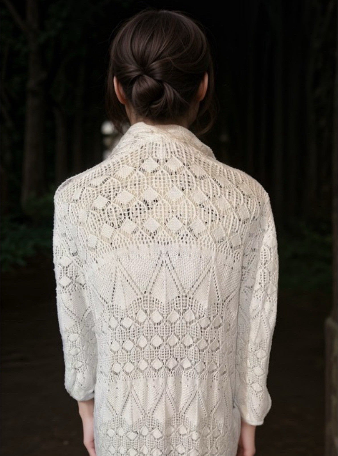 Johnny Was XL 1X White Crochet Long Kimono Duster Cover Up Wrap Lightweight Cool Johnny Was