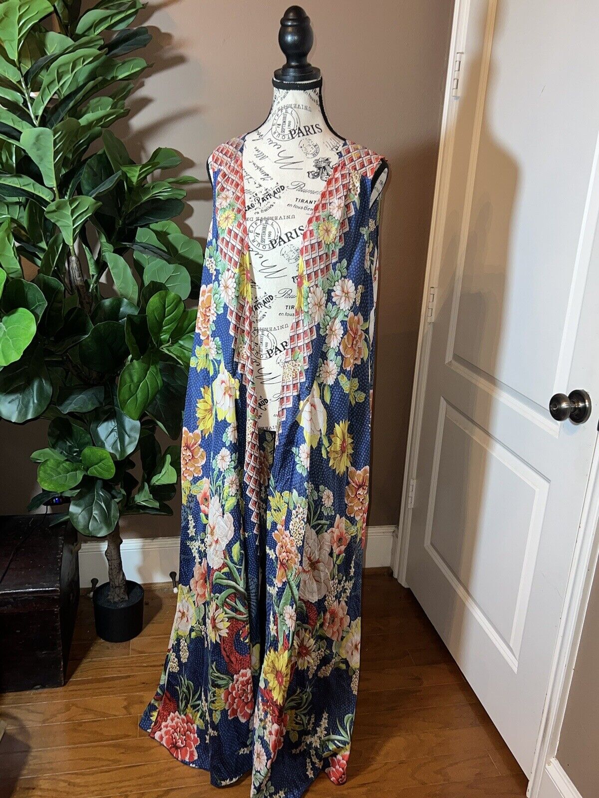 NEW Johnny Was 100% Silk Sz L Large Sleeveless Maxi Wrap Dress Long Flowy NWOT