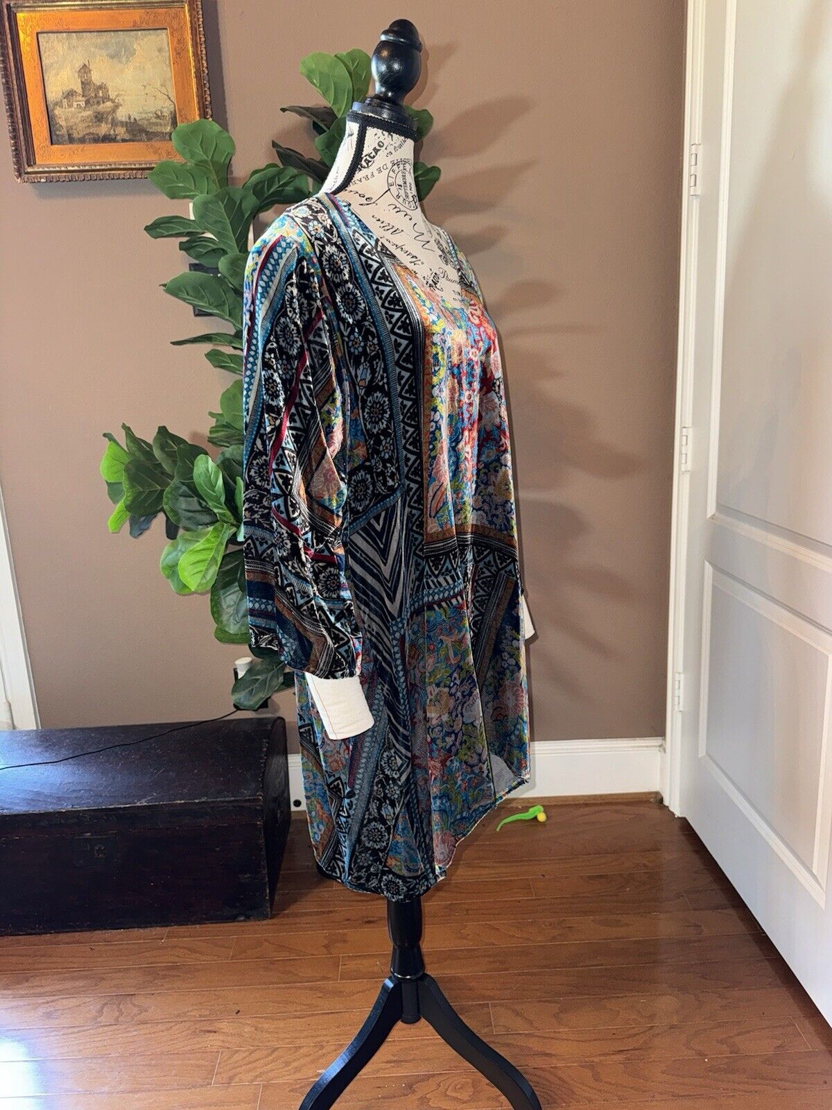 Johnny Was XXL 2X 2XL Velvet Tunic Top Mini Shift Dress Shirt Jewel Tones