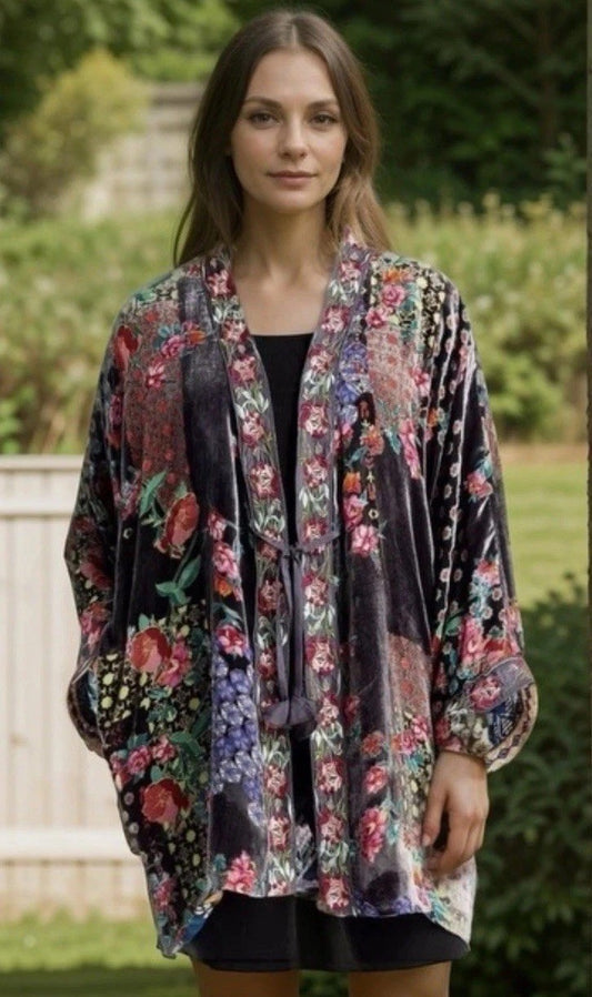 Johnny Was XL Burnout Velvet Kimono REVERSIBLE Jacket Coat  Retail $618 Johnny Was