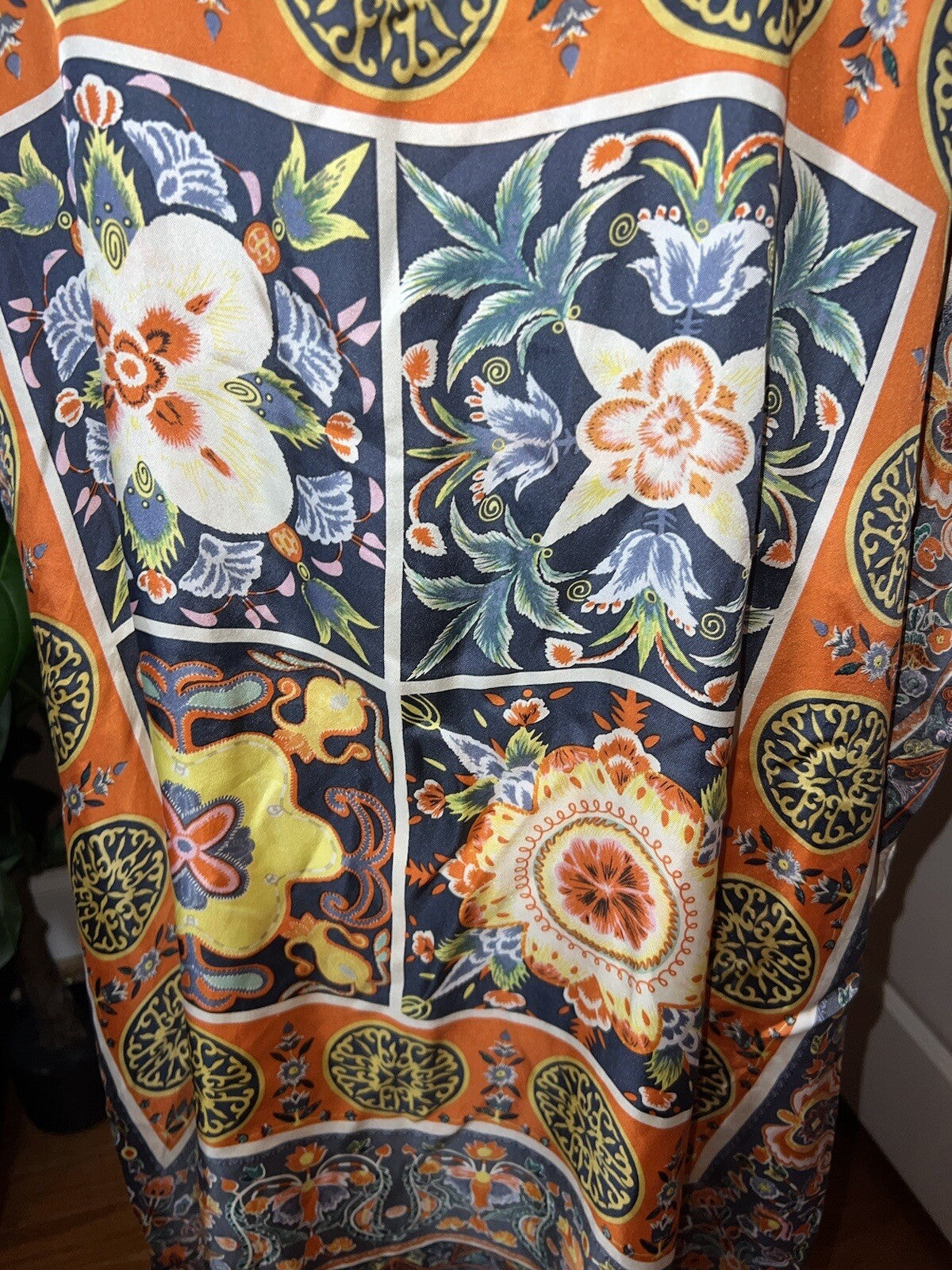 Johnny Was O/S 100% Silk Kimono Wrap Top Cover Up Beading 33”PTP Lightweight Johnny Was