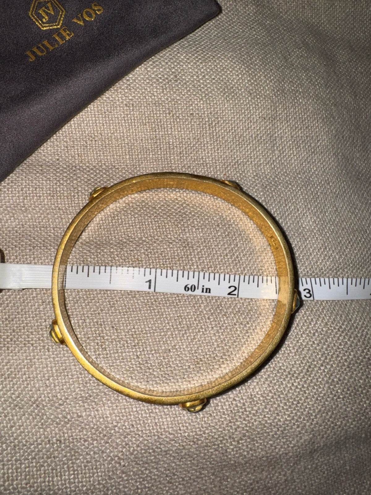 Julie Vos Bangle Iridescent Blue Stacking Bracelet Sz M Medium 24k Gold Plated Julie Vos