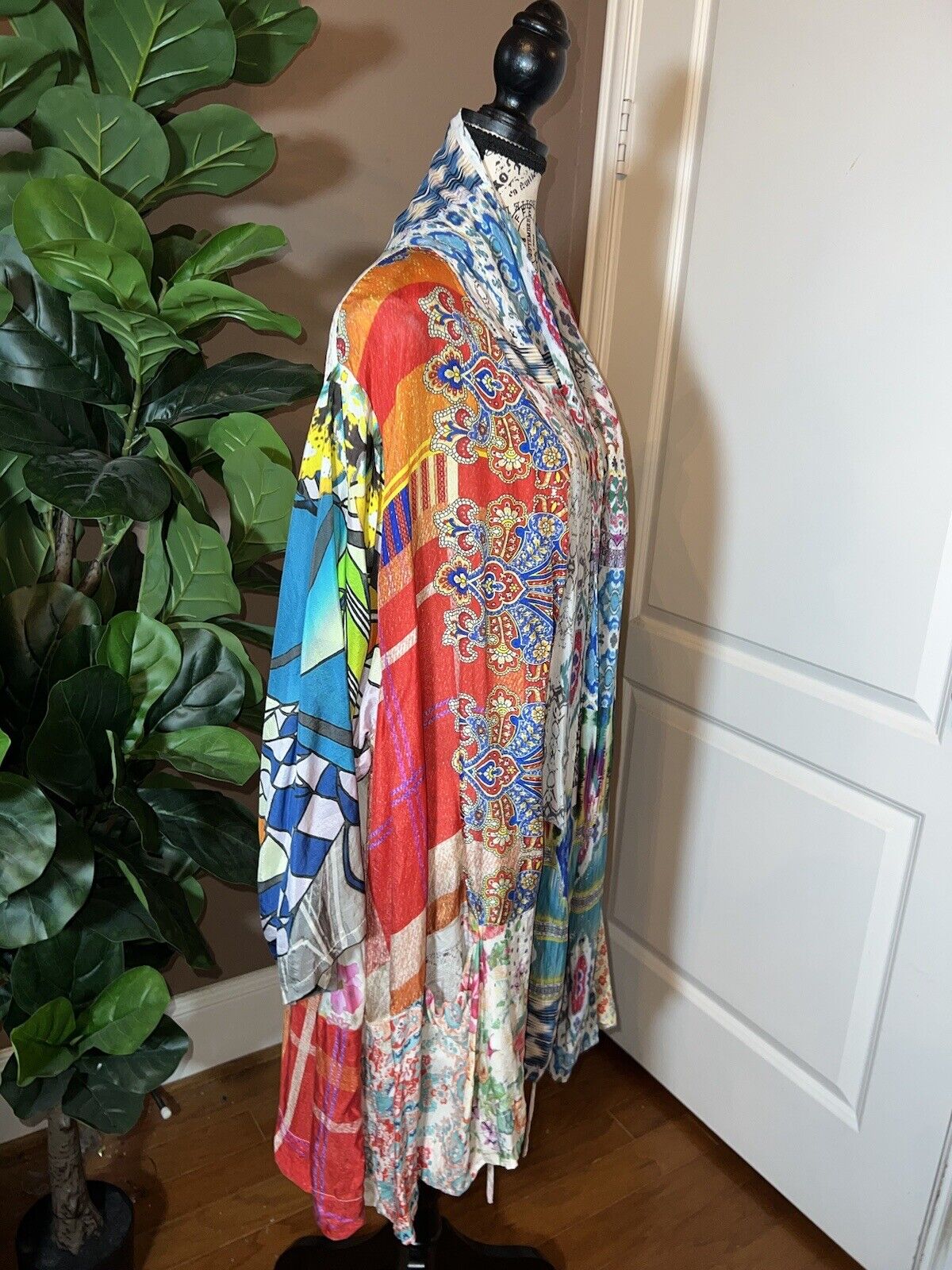 New Johnny Was 100% Silk Kimono Sz XXL 2X 2XL Wrap Jacket SUMMER