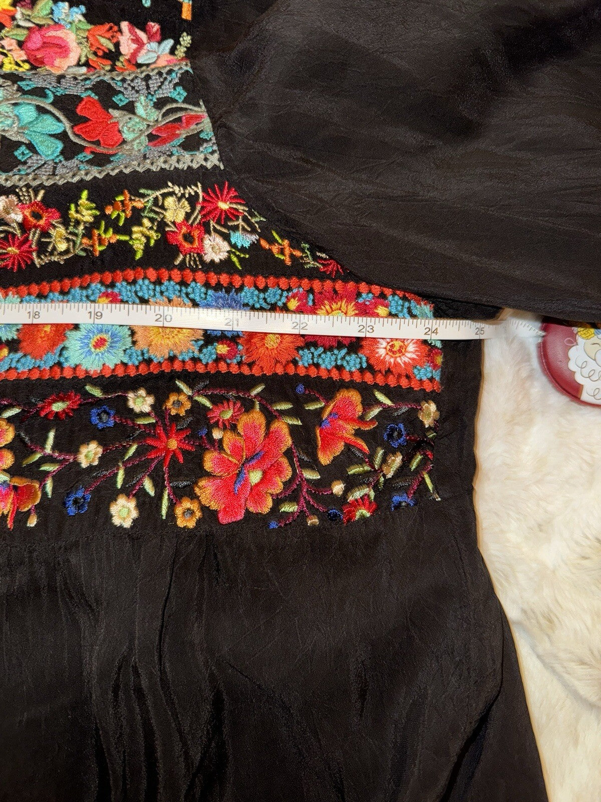 Johnny Was XXL Button Up Tunic Top Black Embroidered Floral Shirt Blouse Johnny Was