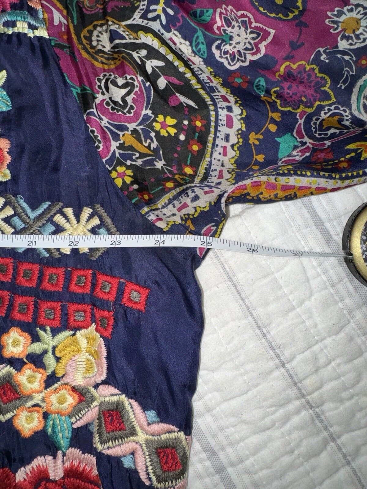 Johnny Was 100% Silk Kimono XL 1X Embroider Jewel Tone Pockets STUNNING