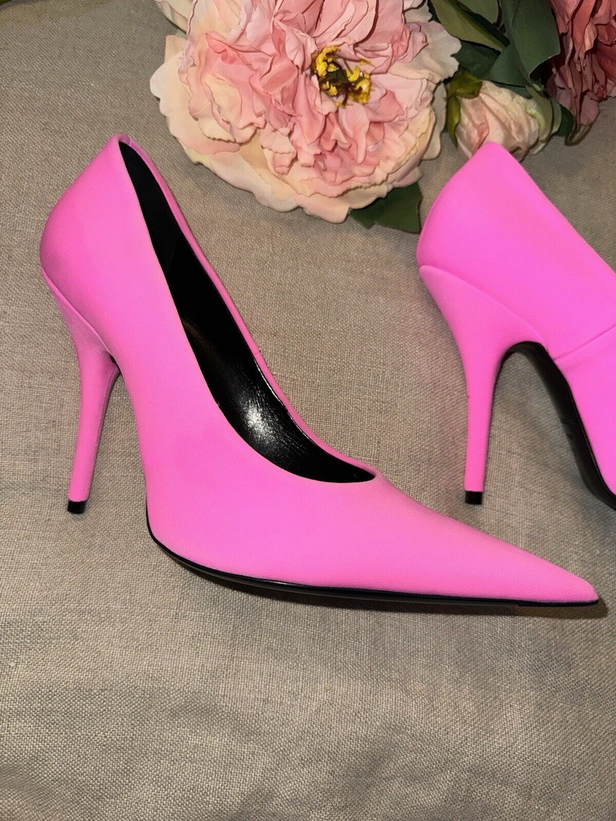 $976 Balenciaga Women's Pink Knife Stretch Stiletto Pump Heels Shoes Sz 37 US 7