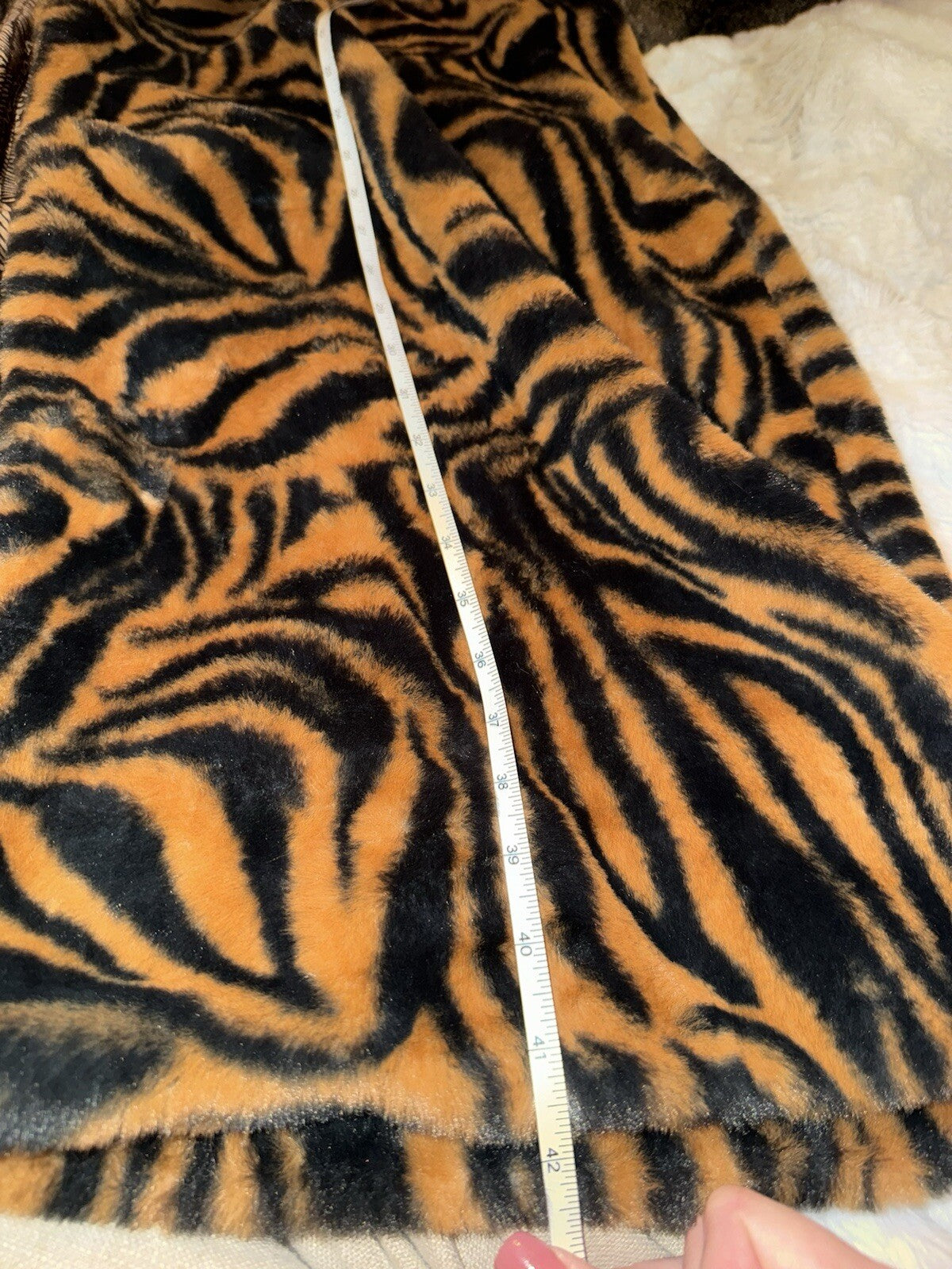 Johnny Was XL Faux Fur & Silk Tiger Stripe Long Length Coat Jacket Wrap Johnny Was