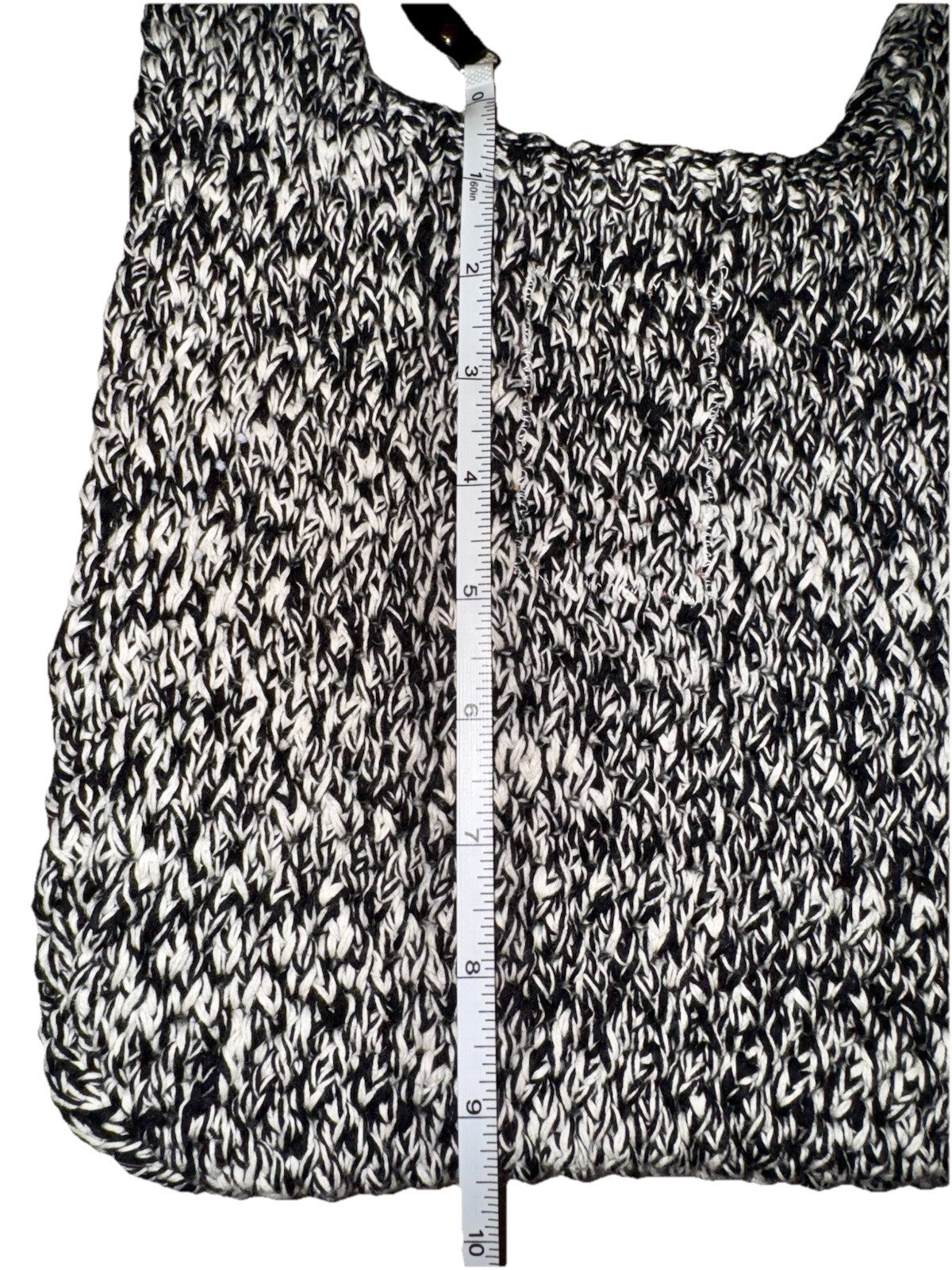 Johnny Was Black & White Sling Bag Crochet Slouch Hobo Tote Purse Crossbody Johnny Was