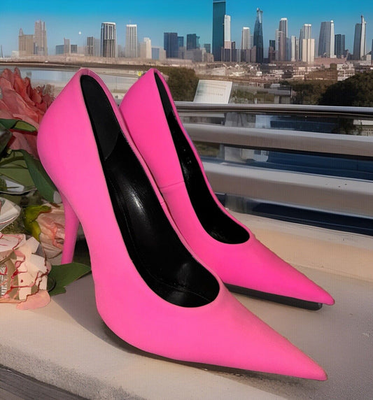 $976 Balenciaga Women's Pink Knife Stretch Stiletto Pump Heels Shoes Sz 37 US 7