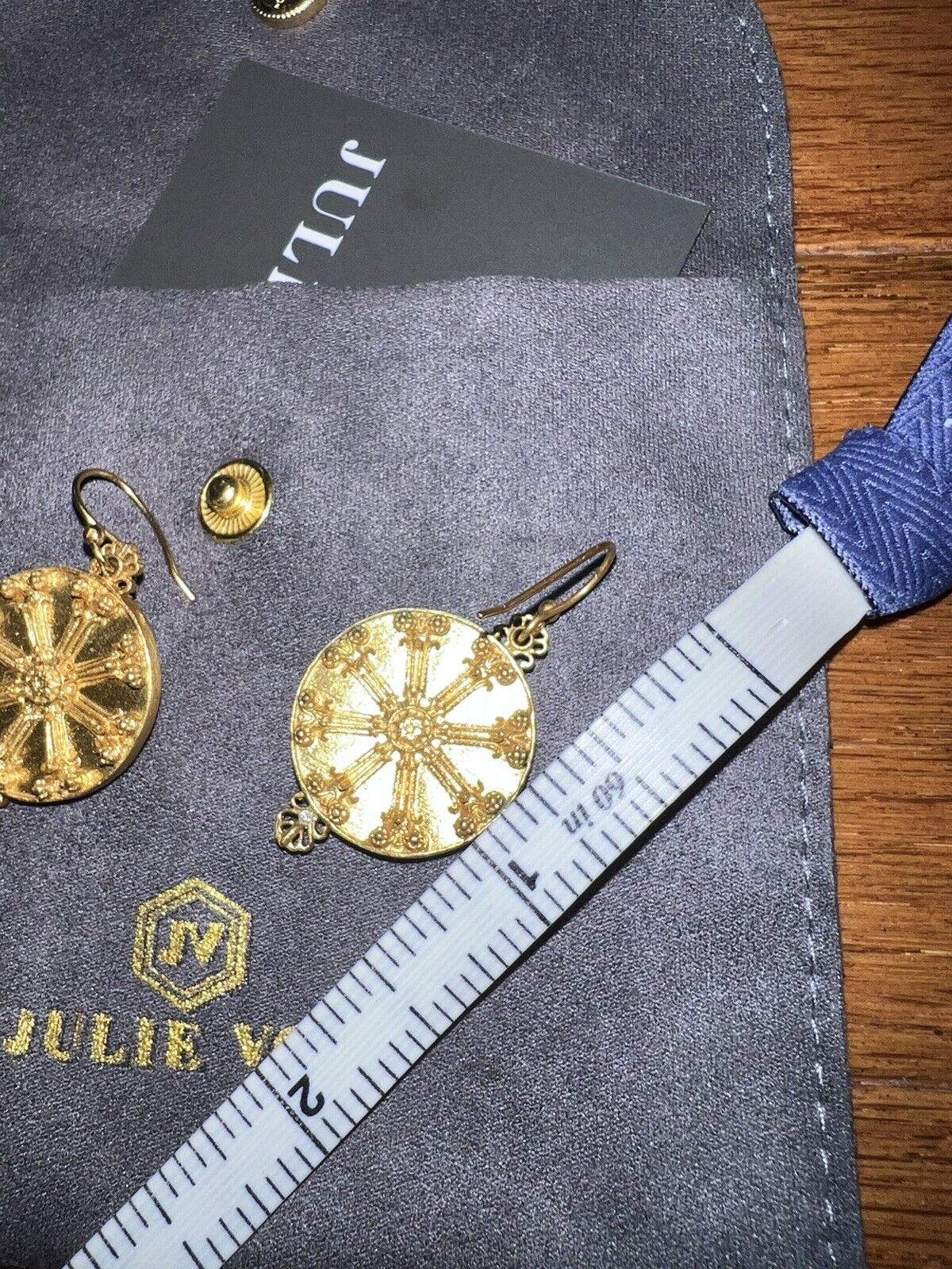 Julie Vos Medallion Earrings 24k Gold Plate French Wire