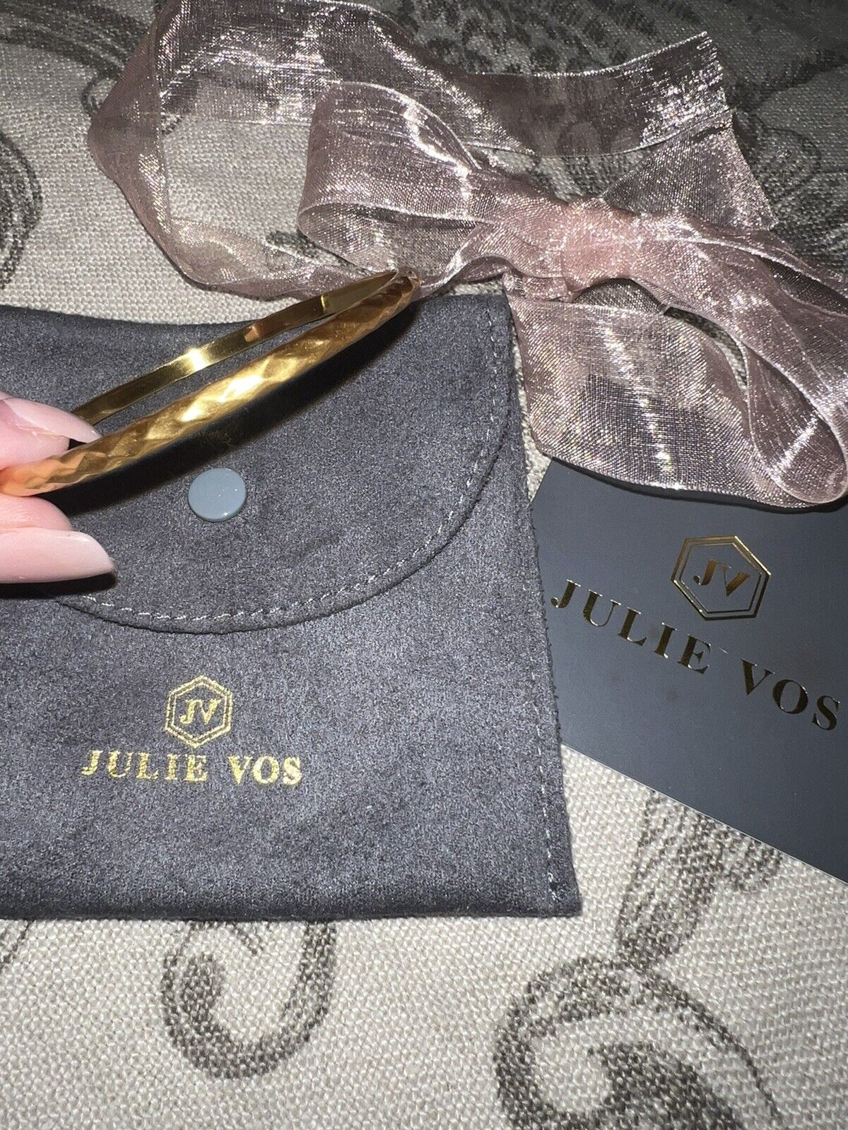 NEW Julie Vos Bangle Bracelet MEDIUM 24k Gold Plated NWOT