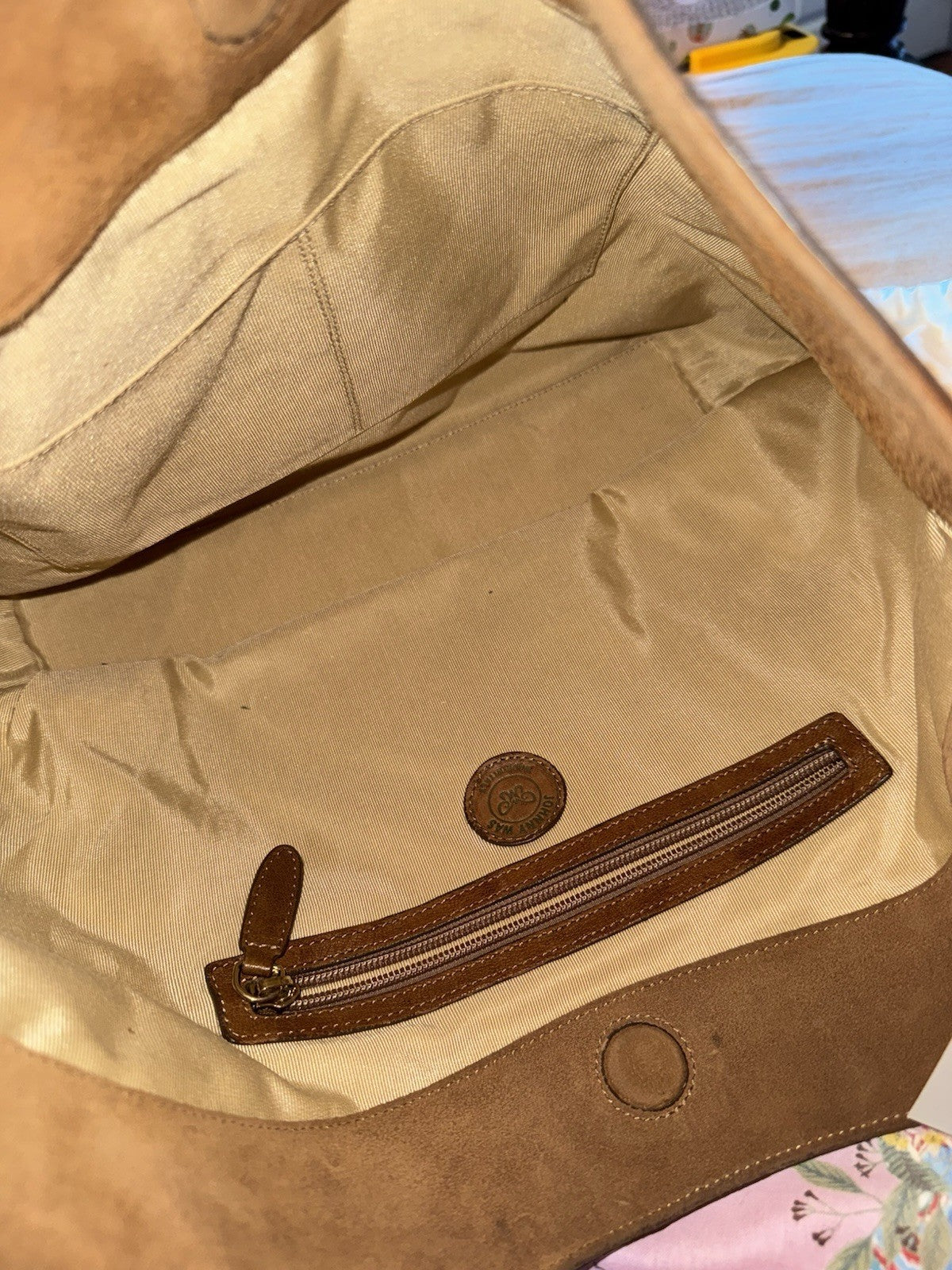 Johnny Was Brown Suede & Leather Bag Purse Tote Hobo Embroidered   *READ* Johnny Was