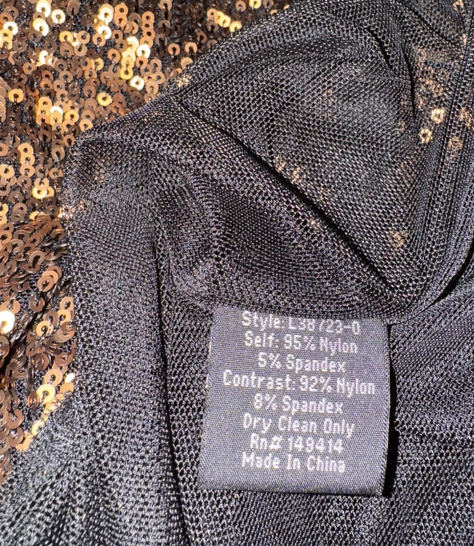 Johnny Was Gold L Large Sequin Maxi Dress Long Flowy Mesh Slip Sequins Party Johnny Was