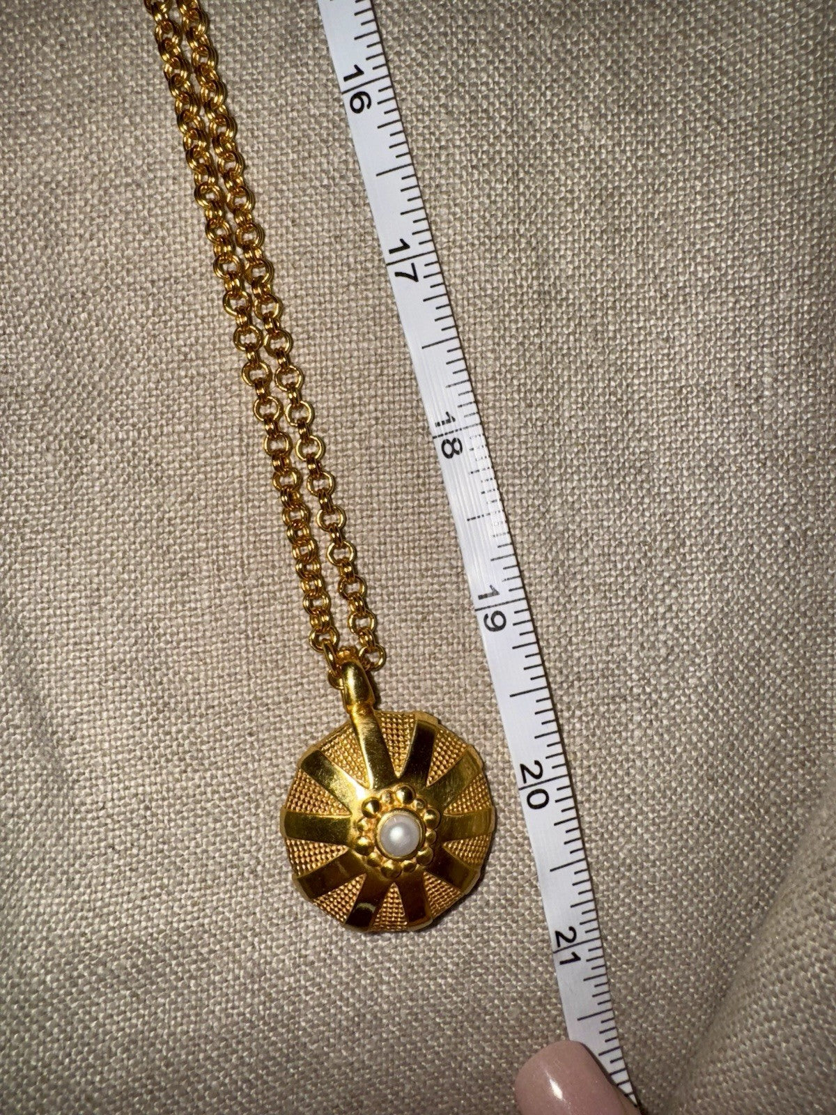 Julie Vos Pearl Statement Necklace Link & 3D Pendant 24k Plated $395 Retail Julie Vos