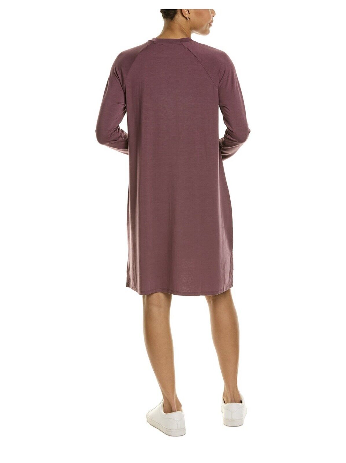 Eileen Fisher Fig Crew Neck Plum Colored Maxi Dress Sz L  so SOFT