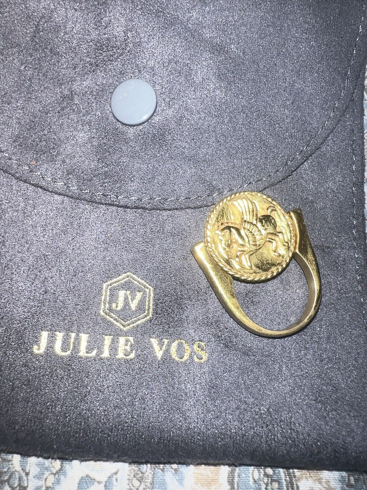 Julie Vos Coin Revolving Ring W/ Labradorite & Pegasus Two In One Sz 7 RARE