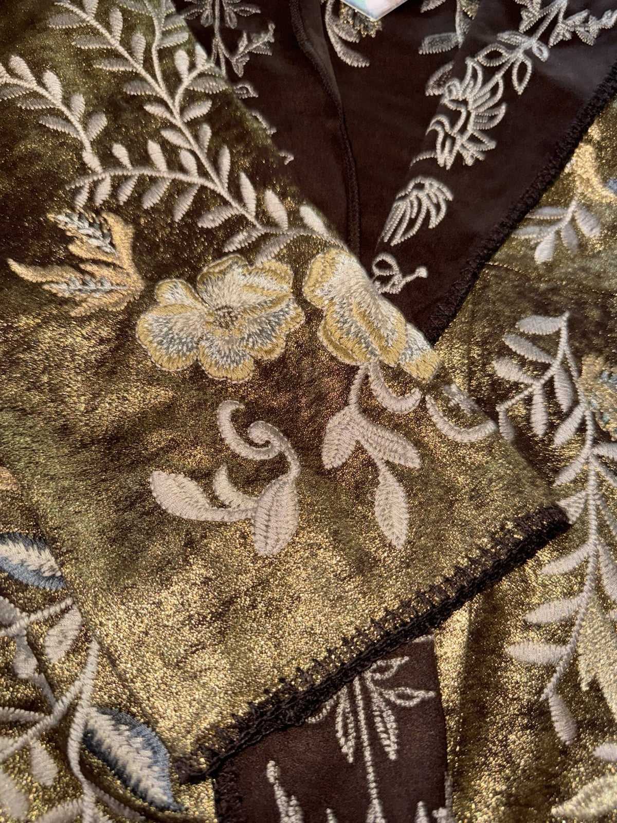 Johnny Was 2X Plus Gold & Brown Metallic Jacket Coat Wrap Sweater BOHO Johnny Was