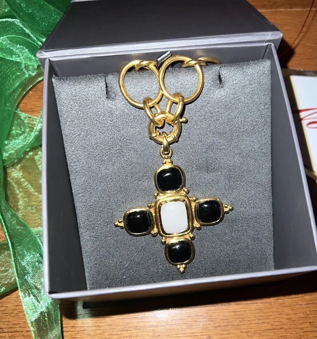 Julie Vos Large Statement Cross Long Necklace & Pendant W/ Gold Chain Julie Vos