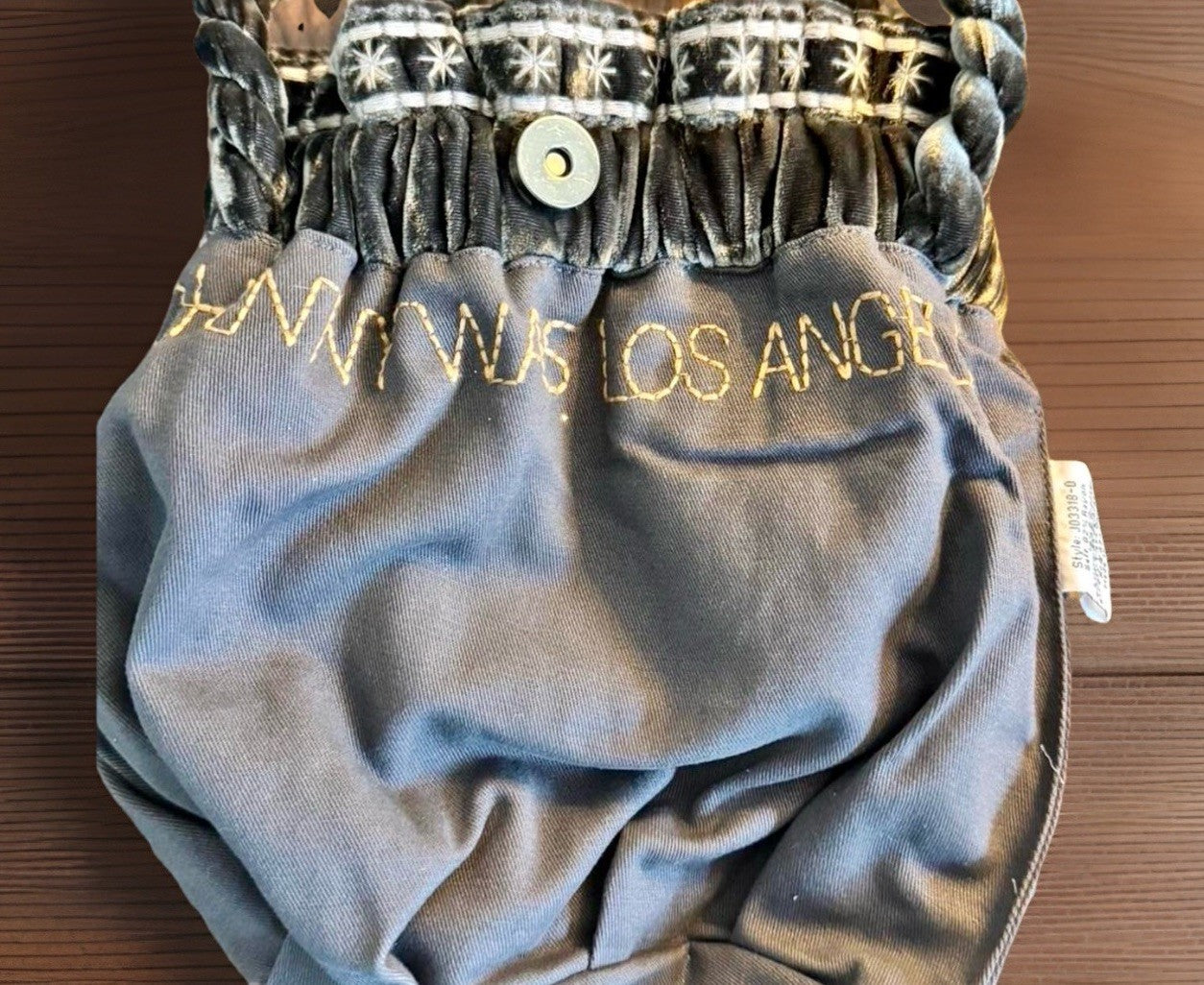 Johnny Was Grey Velvet Hobo Bucket Bag Tote Purse Embroidered Celestial Johnny Was