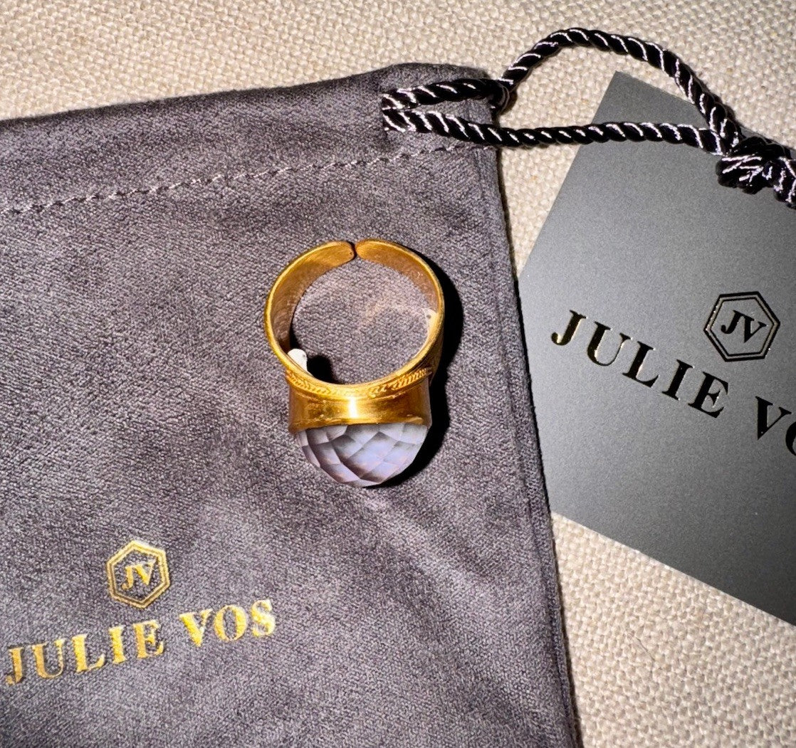 Julie Vos 8 Iridescent Heather Lavender Statement Ring ADJUSTABLE 24K Plated Julie Vos