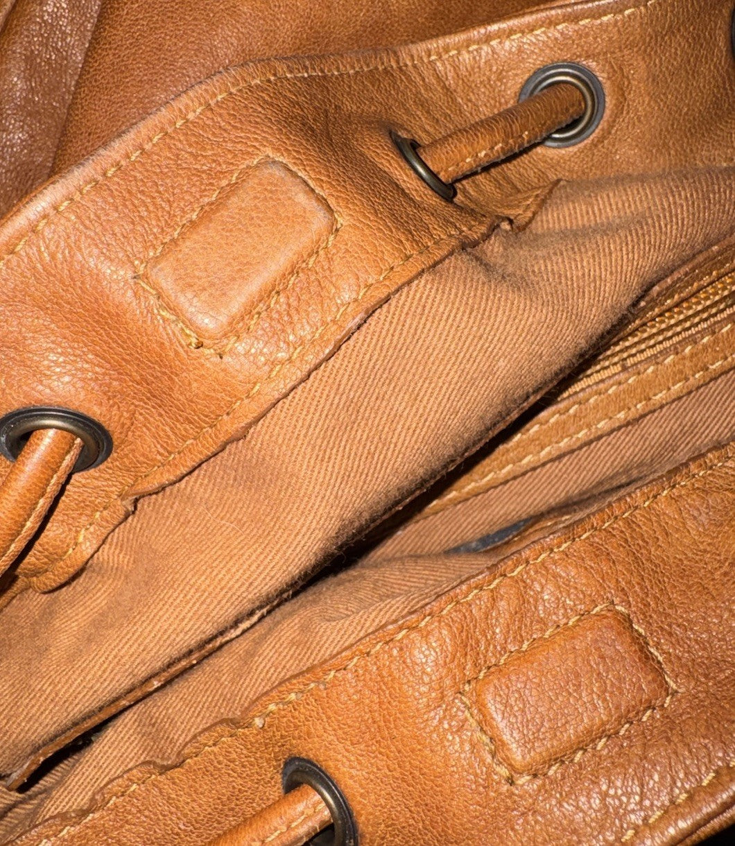 Johnny Was Brown Leather & Fringe Bucket Bag Purse Hobo Shoulder Tote Johnny Was