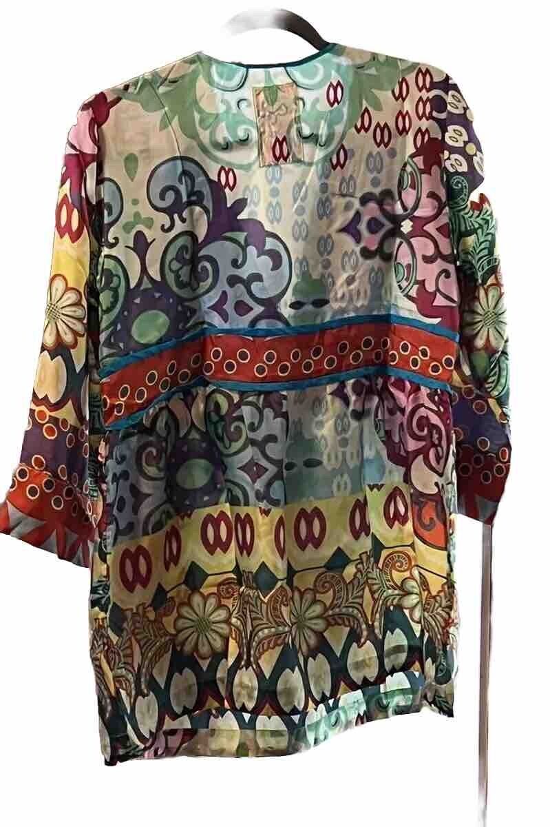 NEW Johnny Was Tunic 100% Silk Gorgeous Colors NWOT Sz M