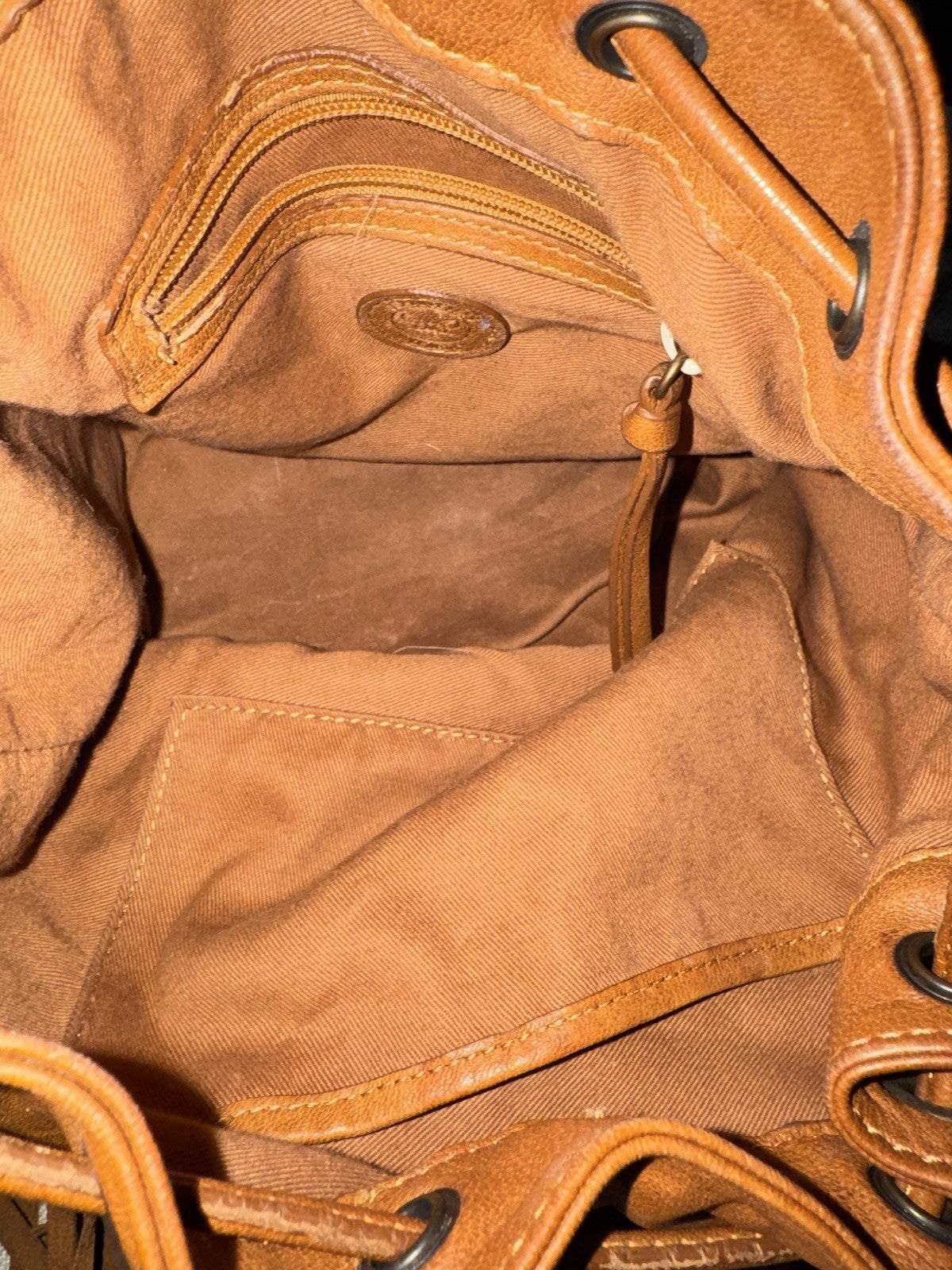 Johnny Was Brown Leather & Fringe Bucket Bag Purse Hobo Shoulder Tote Johnny Was