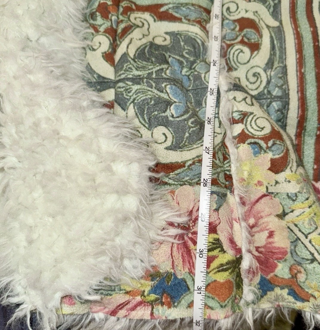 Johnny Was M Medium Sherpa Fur & Faux Suede Coat Jacket Zipper Pockets Johnny Was