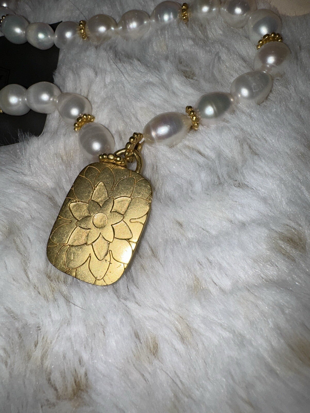 Julie Vos Freshwater Pearl & Clear Statement Necklace 24k Gold Plated Julie Vos