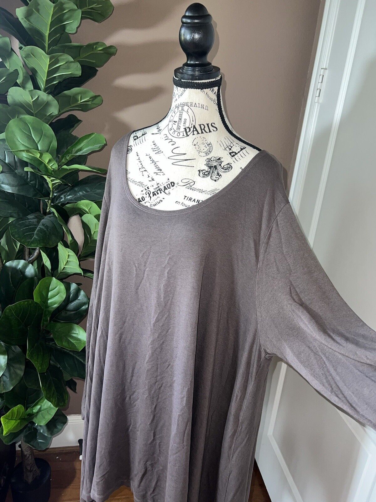 Bryn Walker Chocolate Brown Long Sleeve Tunic Top 2X 2XL XXL  MSRP $158