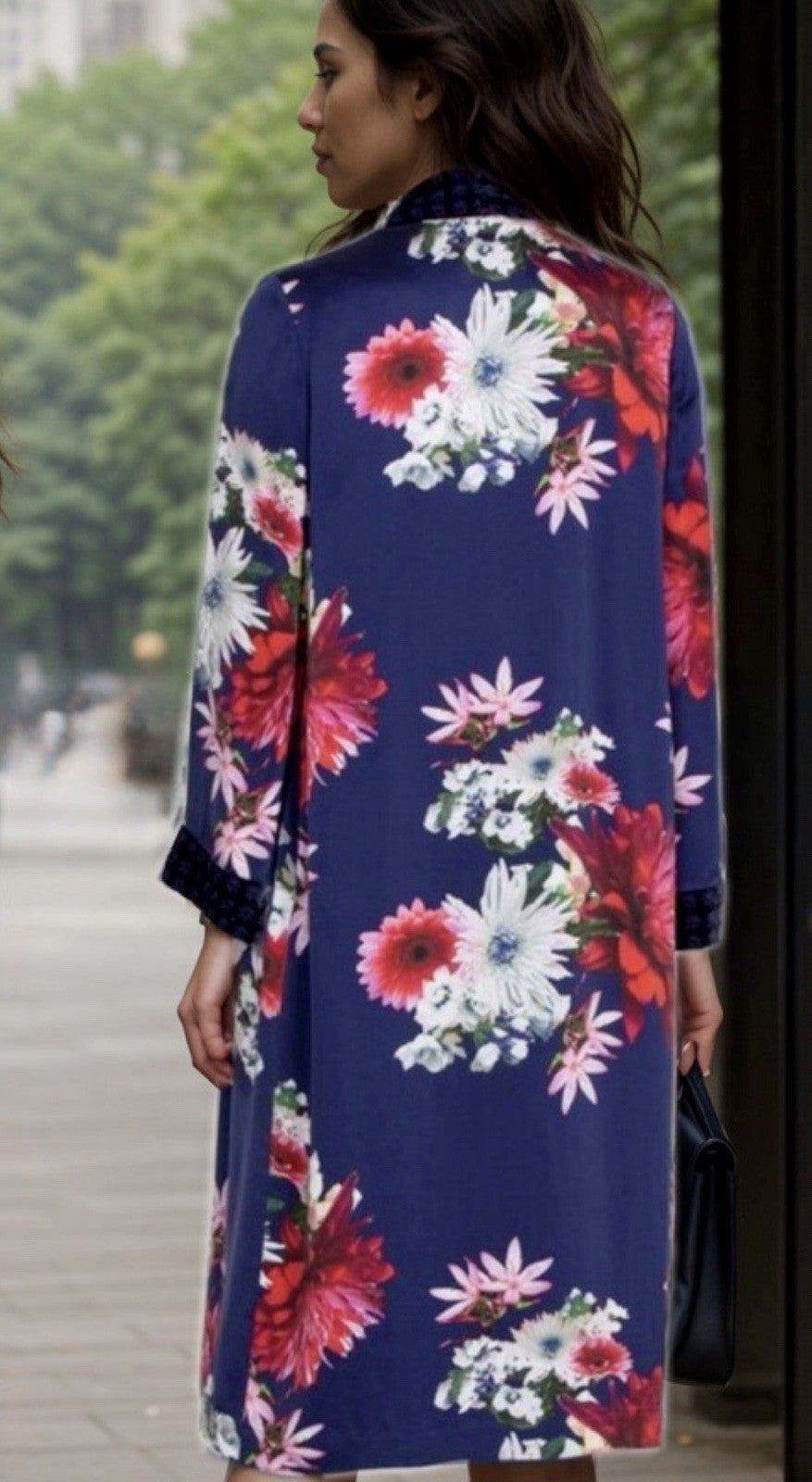 Johnny Was XL Velvet & Silk Lined Long Kimono Duster Wrap Jacket Coat Pocket Johnny Was