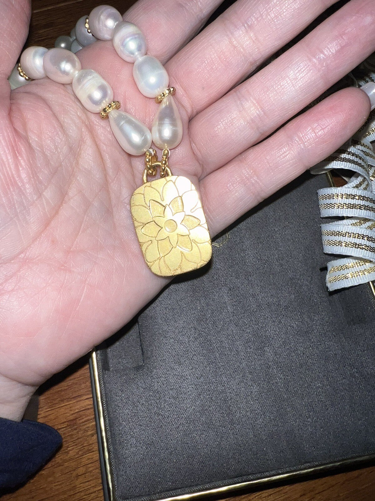 Julie Vos Freshwater Pearl & Ruby Red 24k Gold Plate Statement Necklace WOW! Julie Vos