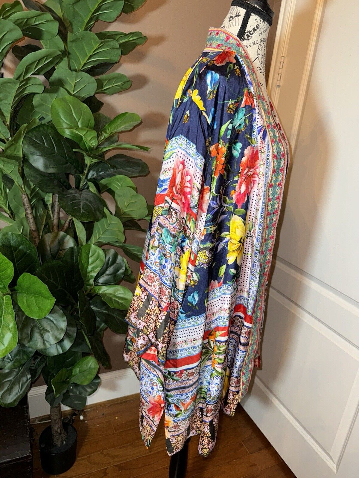 Johnny Was 2X 2XL 100% Silk REVERSIBLE Kimono Top Jacket Wrap Cardigan