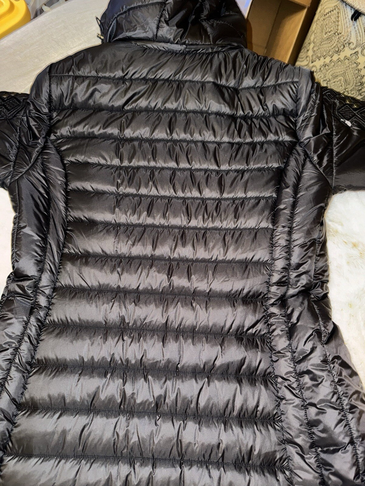 Johnny Was XL Black Puffer Coat Jacket Embroidery On Sleeves $598 Retail Johnny Was