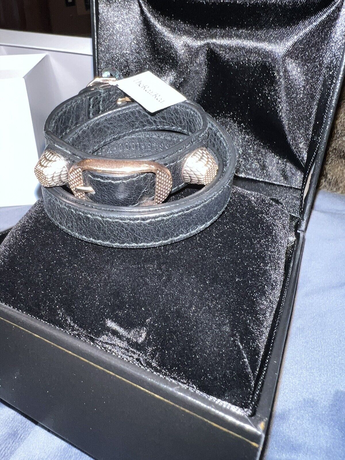 Balenciaga Leather Wrap Bracelet !!!  Triple Wrap  Arena Tour Black/Rose Gold