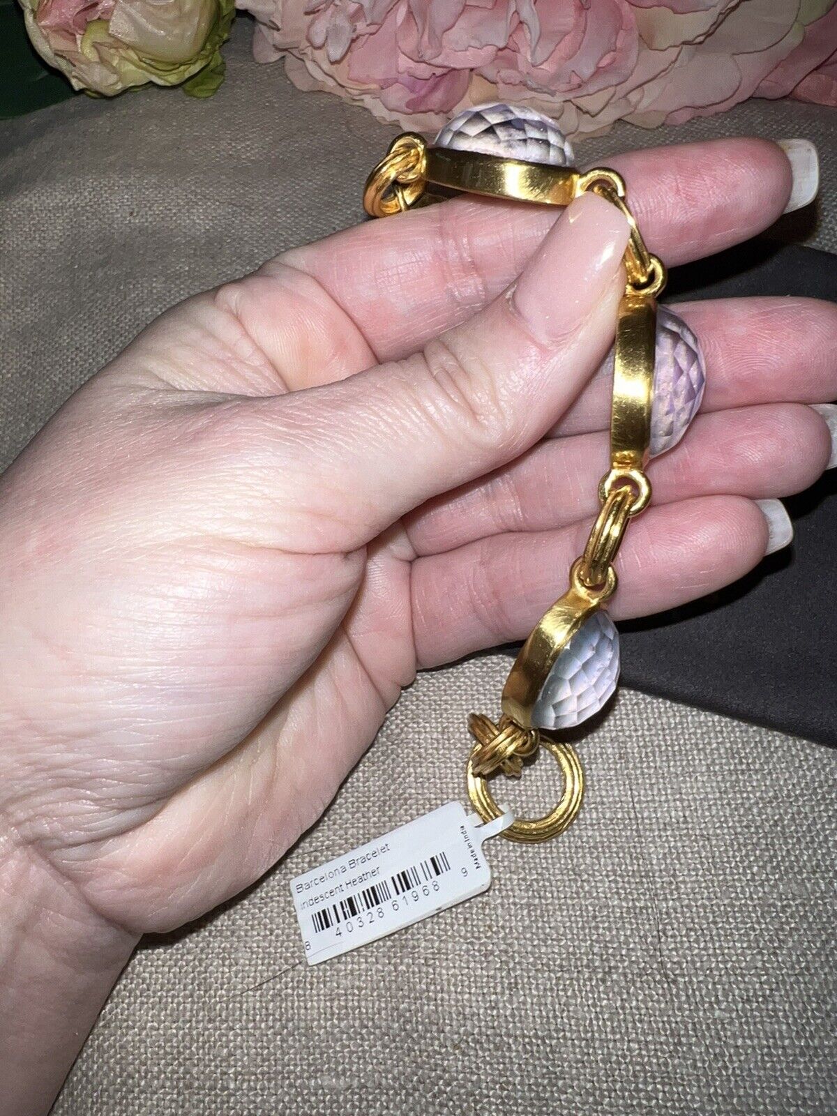 Julie Vos Iridescent Heather & 24k Gold Plated Toggle Link Bracelet