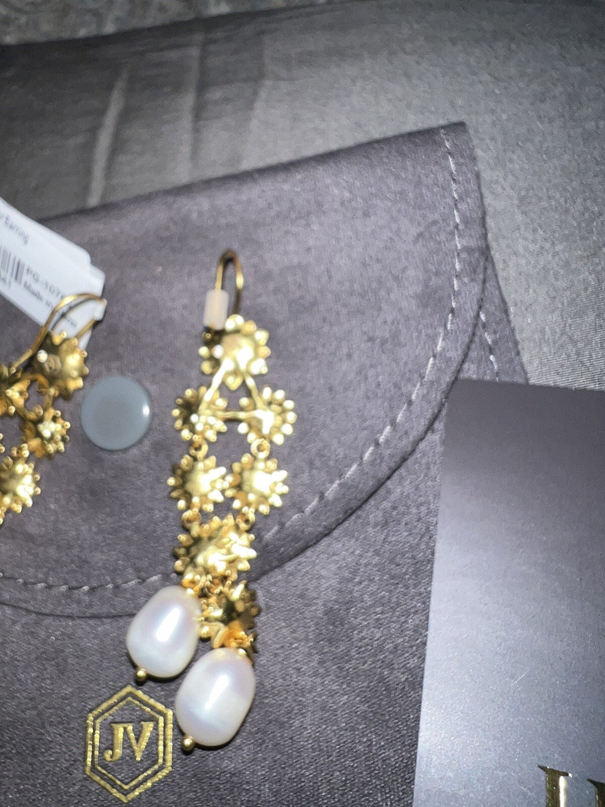 Julie Vos Flora Chandelier Drop Earrings 24k Gold Plated & Pearls Julie Vos