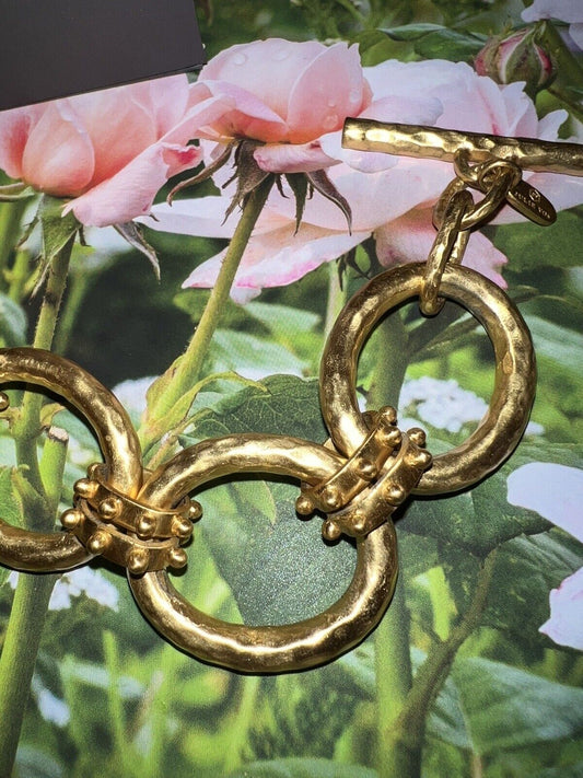 NEW Julie Vos Soho 24k Gold Plated Toggle Chain Link Bracelet NWOT 8”