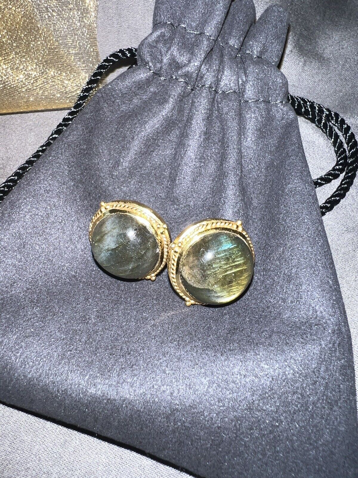 Julie Vos Labradorite And 24k Plated Gold Statement Earrings Wow