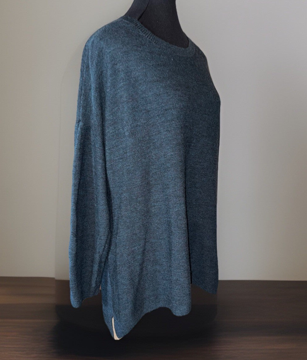 Eileen Fisher XL Navy Blue Sweater Merino Wool Soft & Lightweight Cool Top Eileen Fisher