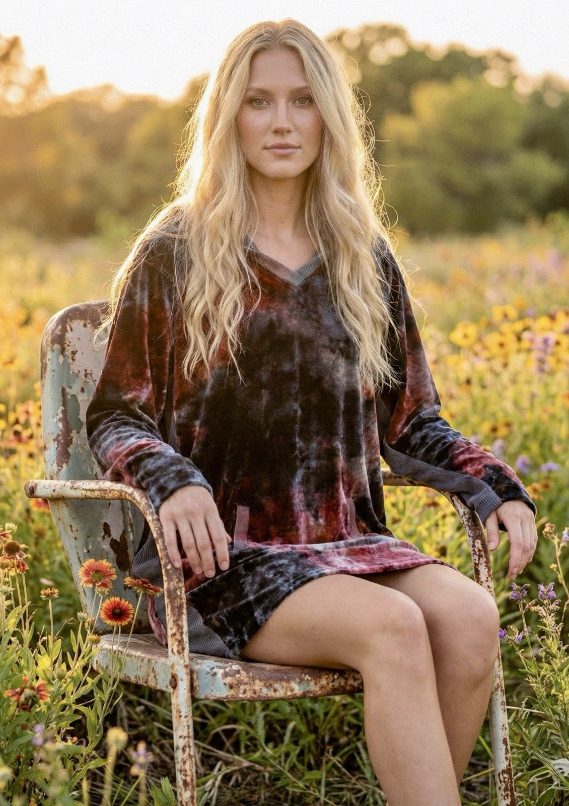 Johnny Was L Large Black & Red Velvet Hoodie Pullover Sweatshirt Tunic Top WARM Johnny Was